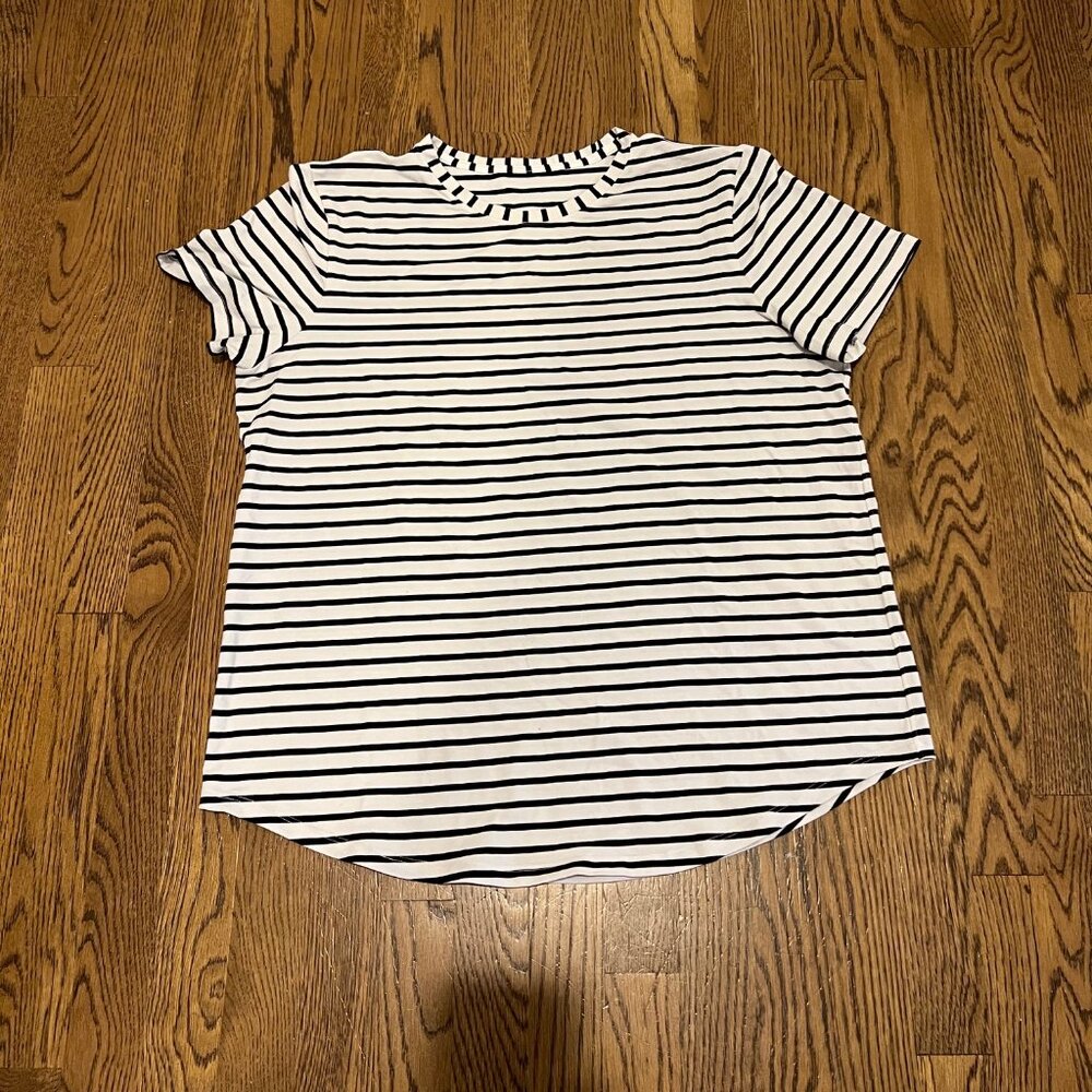 Lululemon Womens Love Curved Hem Crewneck T-Shirt Striped Sz 14